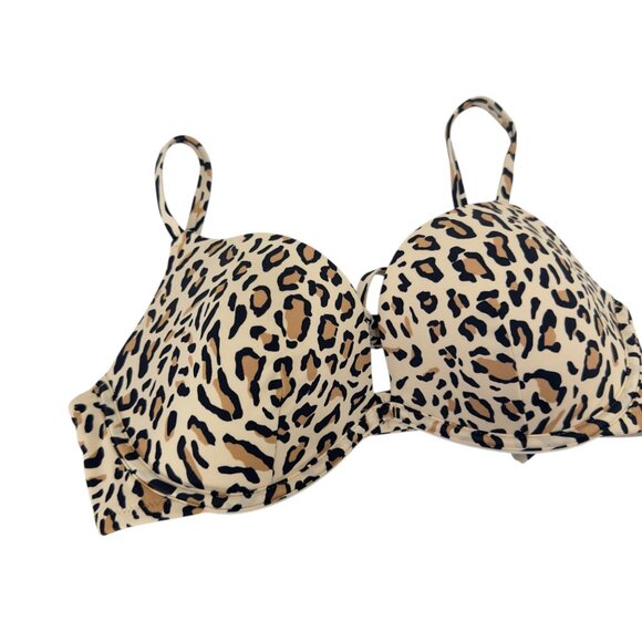 Shade & Shore Women Leopard Print Underwire Bikini Top 34DD Adjustable Strap - Picture 11 of 11